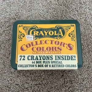 Crayola Collector's Colors Tin Box, 72 Crayons, Sealed and Shrink Wrapped, 1991
